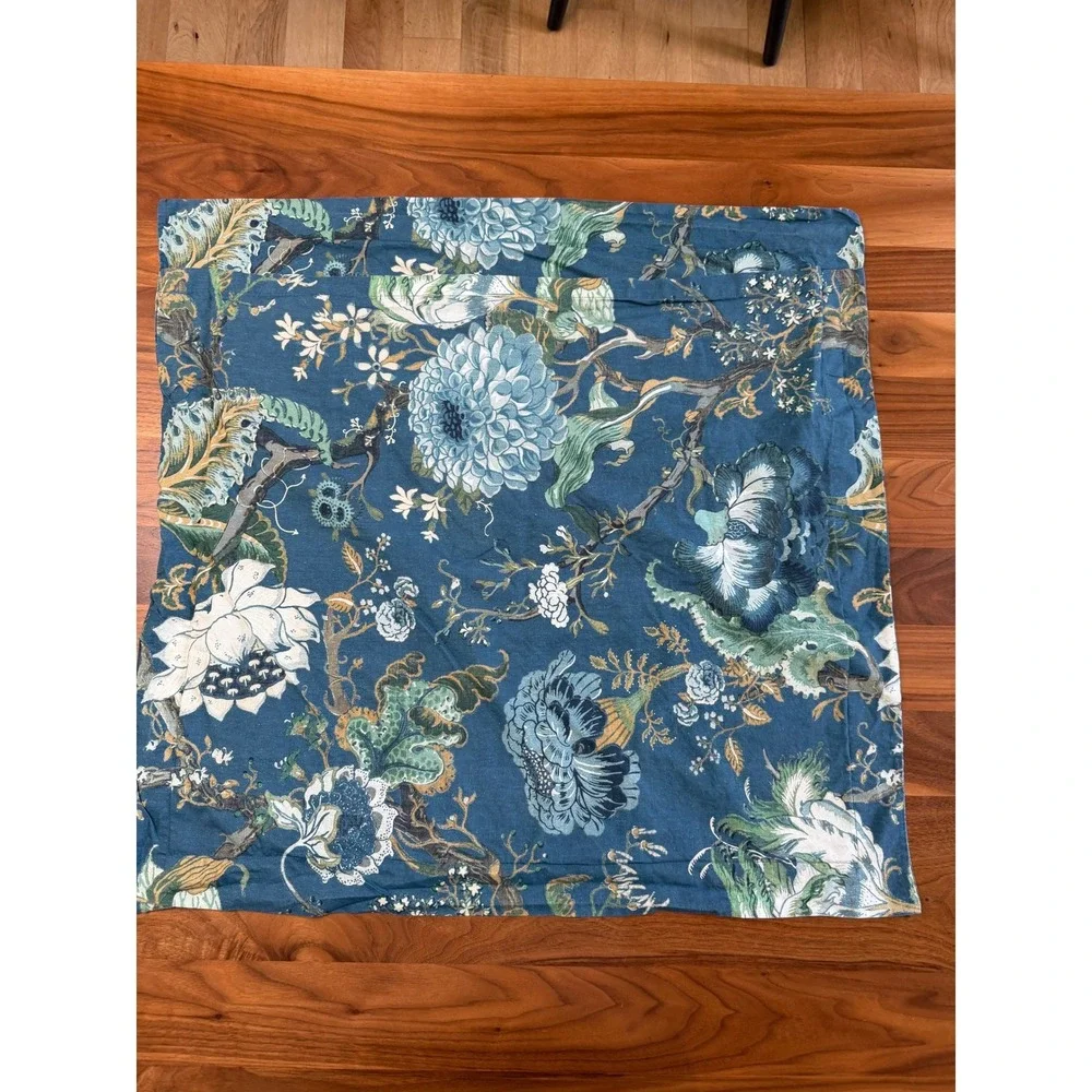Pottery Barn Dahlia Floral Euro Sham 26x26 Blue Multi Floral Print Cotton